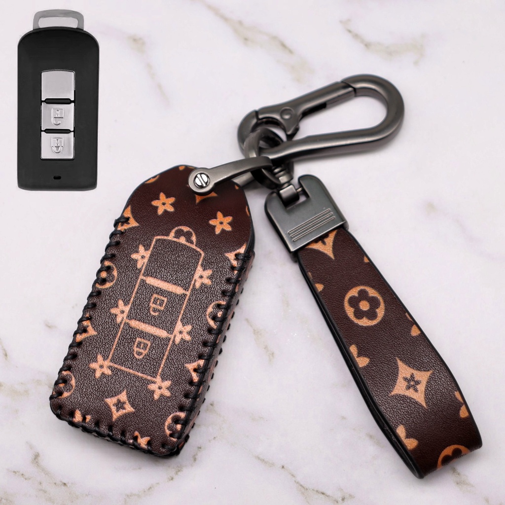 Untuk Mitsubishi car key case leather case Gantungan Kunci Kulit Asli key case Gantungan Kunci