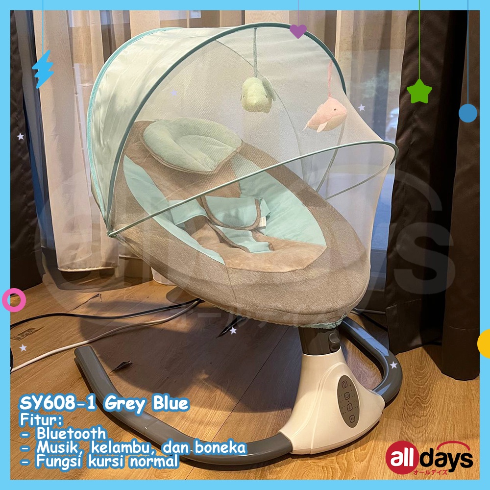 Alldays Electric Baby Bouncer With Bluetooth and Music / Baby Rocking Chair Elektrik dengan dan kelambu