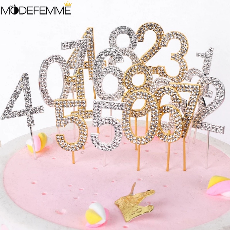 Emas Rhinestones Digit Insert Card 0-9 Angka Topper Kue Stick Muffin Ice Cream Ornamen Dessert Halus Dekorasi Aksesoris Untuk Ulang Tahun Pernikahan Anniversary