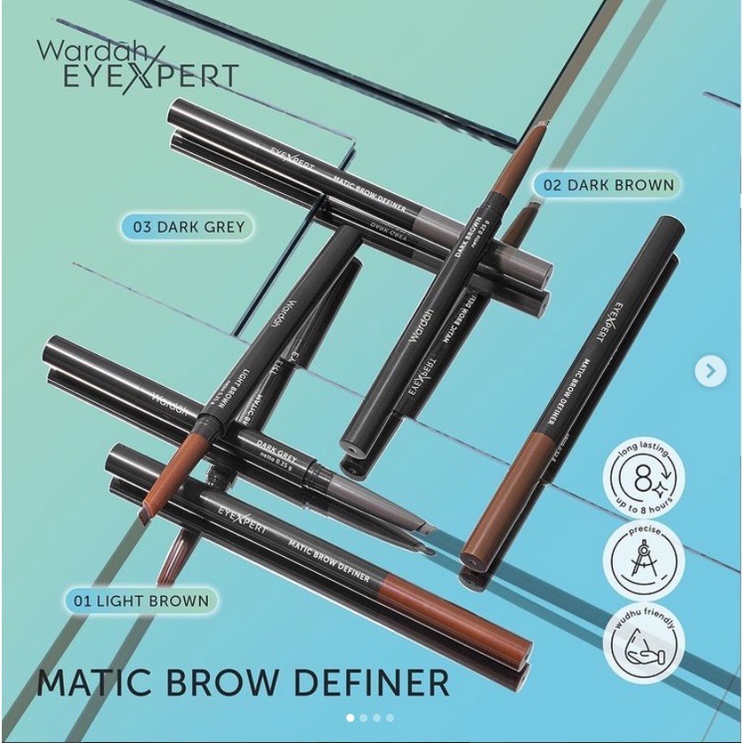 WARDAH EyeXpert Matic Brow Definer Indonesia / Pensil Alis 0.25g / Alis Presisi Warna Intens Natural Waterproof / Anti Air Tahan Lama Powdery / Light Brown Dark Grey Black / Coklat Muda Tua Abu Hitam / Cosmetic Makeup Face Eye Make Up / Eye Xpert Series