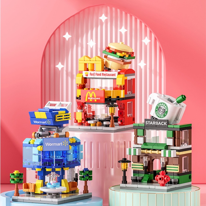 Ready✨Mainan Anak perempuan/Block Mainan DIY KTV Model City Seris Tampilan Jalan Mini Koleksi Mainan Anak Perempuan