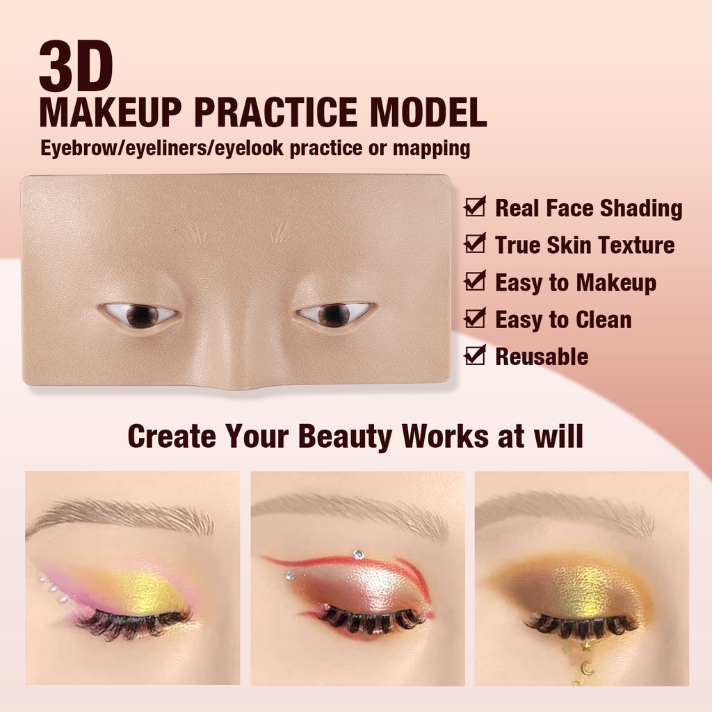 Practicing Makeup Painting Reusable to Makeup Training Board Makeup Practice The Perfect Aid Skin Gift for beginner eyelash artists Silicone  Eyelids Practicing Makeup Face Board