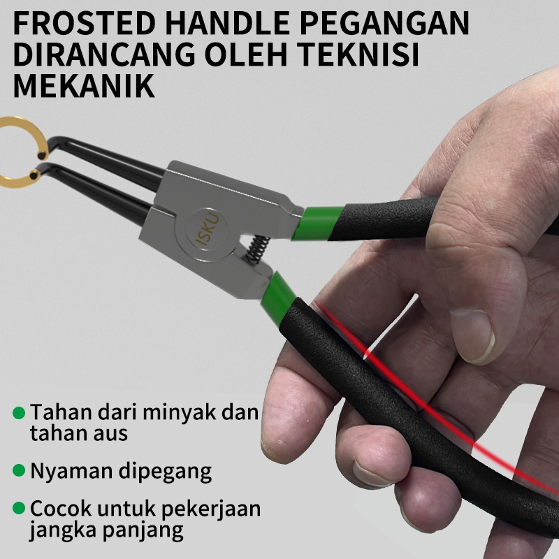 ISKU Tang Snap Ring Circlip Pliers ES IS EB IB CR-V Steel 45# 7'' Multifungsi Tang Internal Lurus / Tang Eksternal Lurus / Tang Internal Melengkung / Tang Eksternal Melengkung