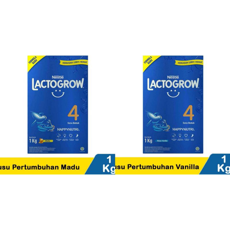 NEW KEMASAN LACTOGROW 4 SUSU PERTUMBUHAN MADU/VANILA 1Kg