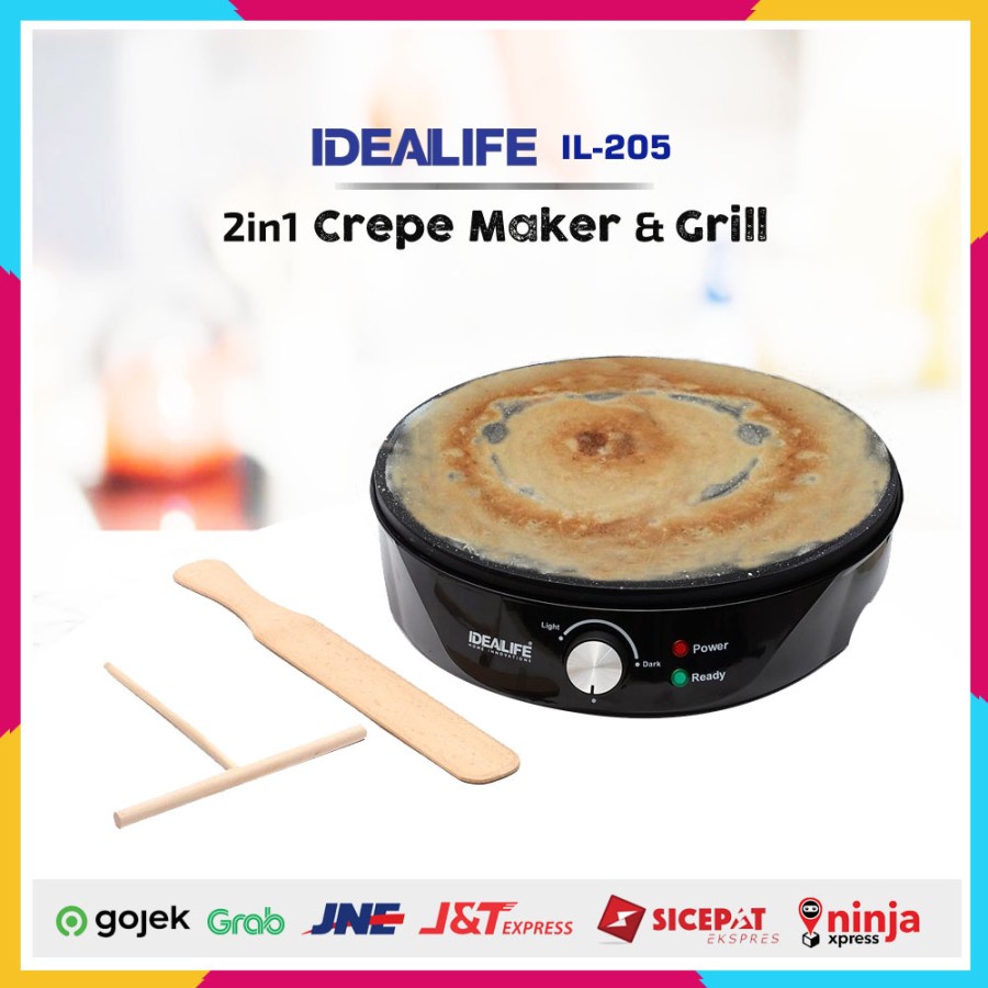 IDEALIFE IL-205 -2in1 Crepe Maker &amp; Grill - Pembuat Crepe &amp; Panggangan