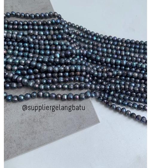 Terbaik Mutiara Air Tawar Barok BLACK DIAMOND 6 x 10mm Bulat baroq pearl HITAM
