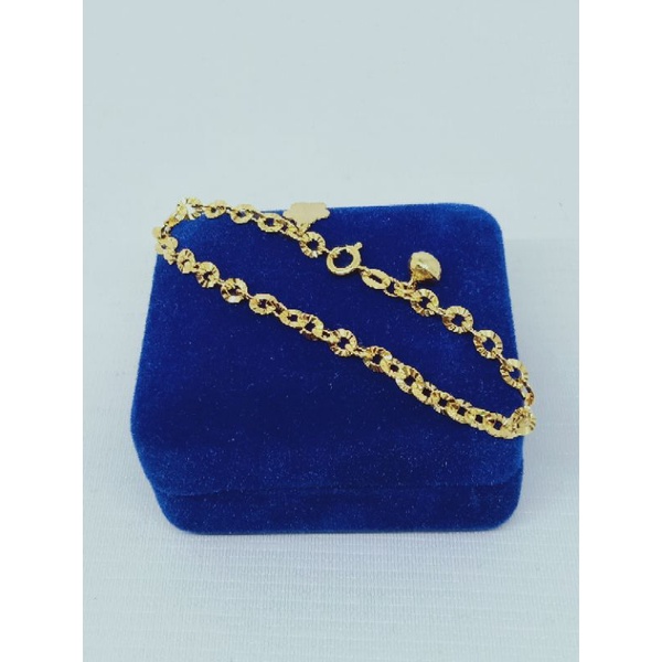 Gelang rantai nori ukir + 1 bel + 1 bunga ukir / gelang perak asli silver 925 lapis emas/ gelang fashion wanita terbaru