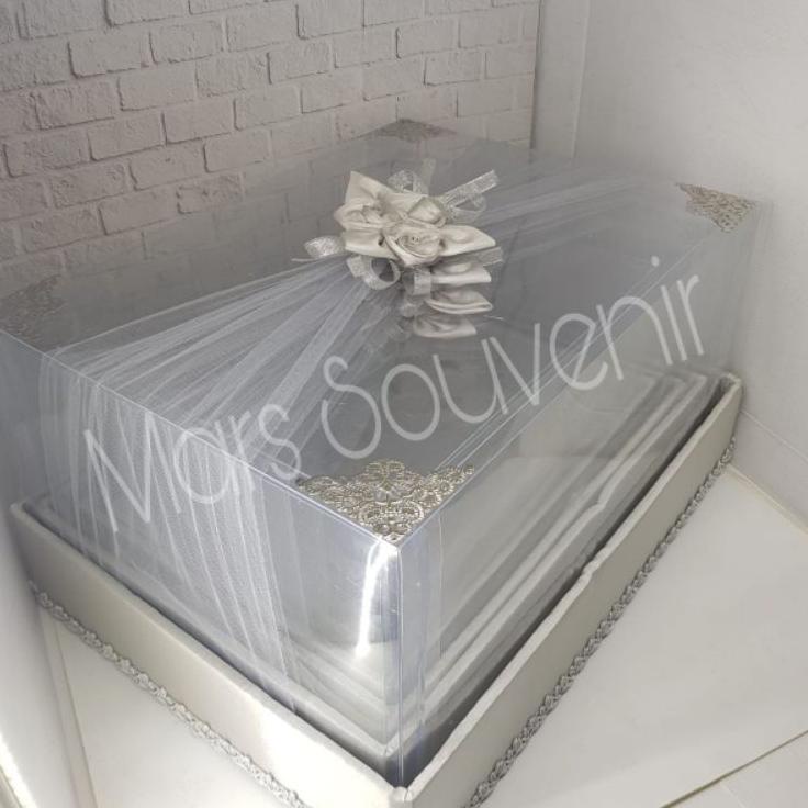 

❂❂❂ Box Hantaran Seserahan Mika Tile Silver 1 Set Isi 4 Box -