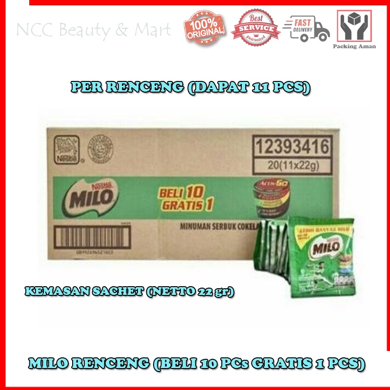 [PER RENCENG] * NCC * Milo Sachet Minuman Serbuk Energi Malt Susu Cokelat - Kemasan Sachet