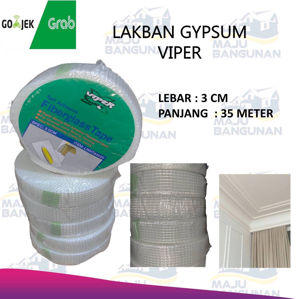 Jual LAKBAN KAIN KASA GYPSUM / PERBAN PLAFON GIPSUM / FIBERGLASS TAPE ...