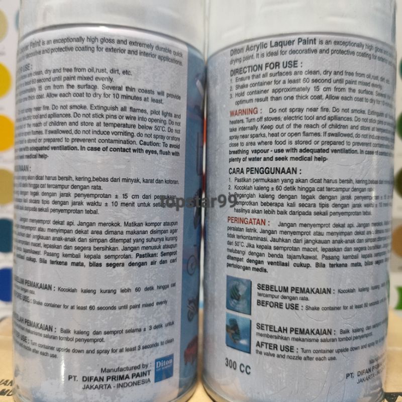 Pilok Pilox Cat Semprot Diton Sapphire Blue 8432 Biru Pertama Shafir Glossy 300cc Spray Paint