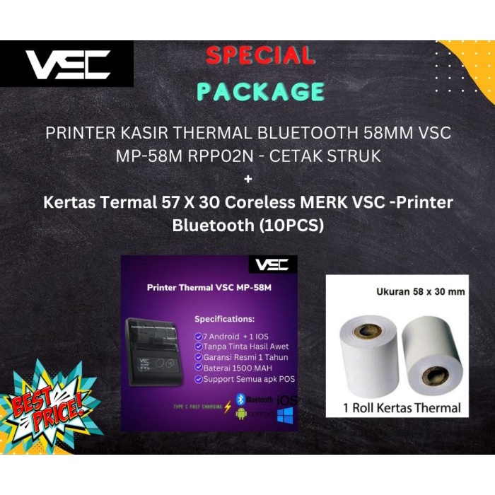 Jual Printer Kasir Thermal Bluetooth Mm Vsc Mp M Pcs Kertas Uk X Shopee Indonesia