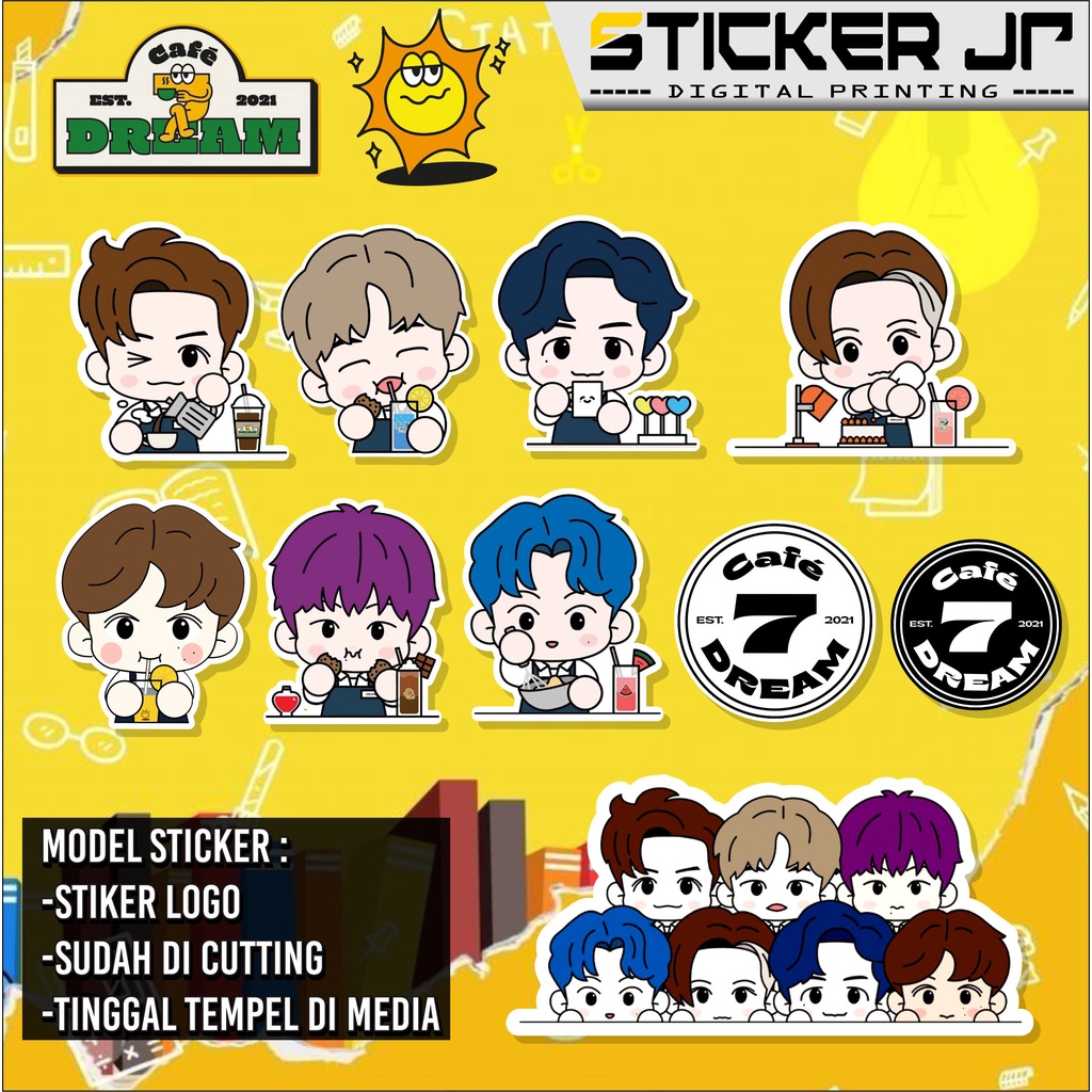 

[ SJP ] 10 PCS Sticker CAFE 7 DREAM Aesthetic - Stiker Tumbler Cae Laptop K-pop Karakter Cafe 7 Dream Sticker NCT