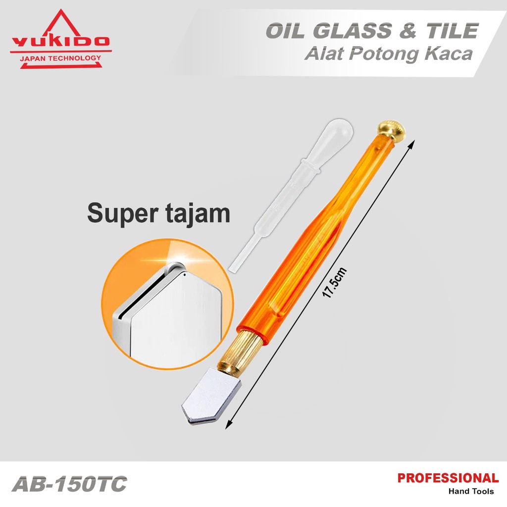 PROMO TERMURAH HARI INI!!! YUKIDO Alat Pemotong Kaca - Pisau Potong Kaca - Pemotong Kaca glass cutter 17.5x27mm Yukido GOLD