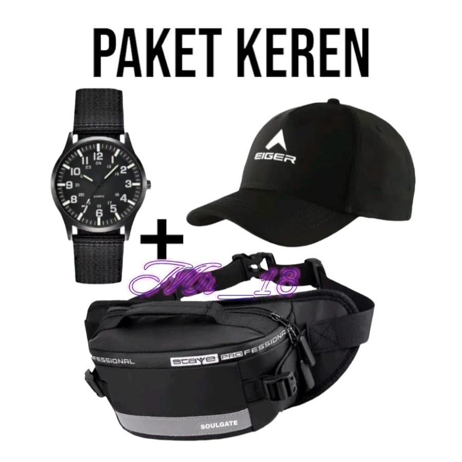 PAKET KEREN HEMAT 3 IN 1 TAS SALEMPANG PRIA GRATIS TOPI DISTRO GRATIS JAM TRENDY TALI CANVAS - TAS SALEMPANG PRIA - TAS SLINGBAG-TAS PINGGANG - JAM TALI CANVAS ANALOG - TOPI PRIA - TOPI DISTRO