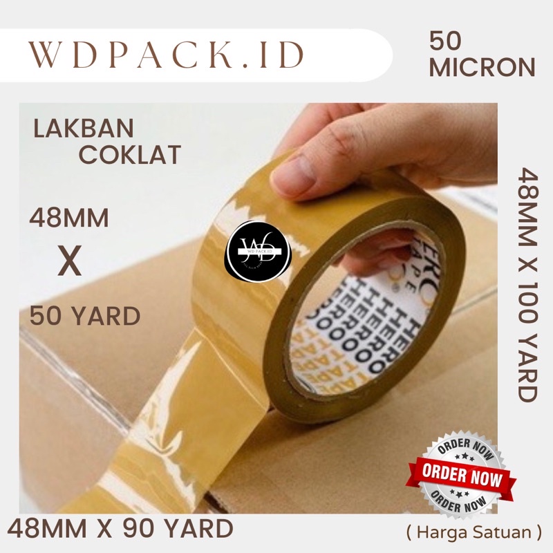 

LAKBAN COKLAT 48 MM 50 YARD / 90 YARD / 100 YARD TERMURAH