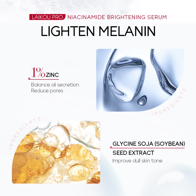 LAIKOU Pro Niacinamide Brightening Serum Mencerahkan Noda Bintik Hitam Mengurangi Kerutan 17ml