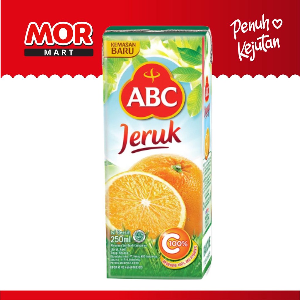 

ABC Jeruk Jus Orange Juice Minuman 100% AKG Vitamin C Tpk Ktk 250 ml