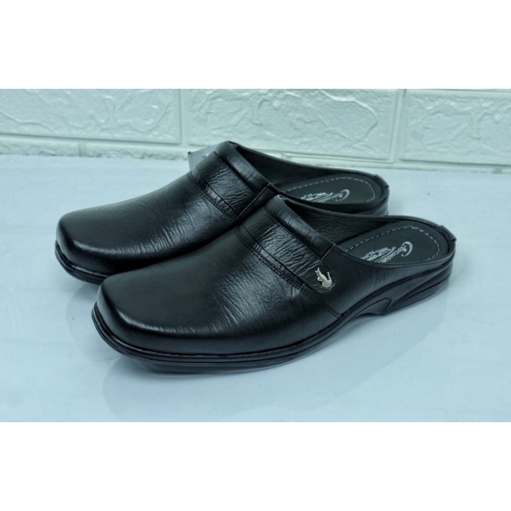 SL03 Sepatu Sandal Pria Kulit Sapi asli 100% Sandal Slop Bustong Corak Khas Kulit Sendal Motif kulit