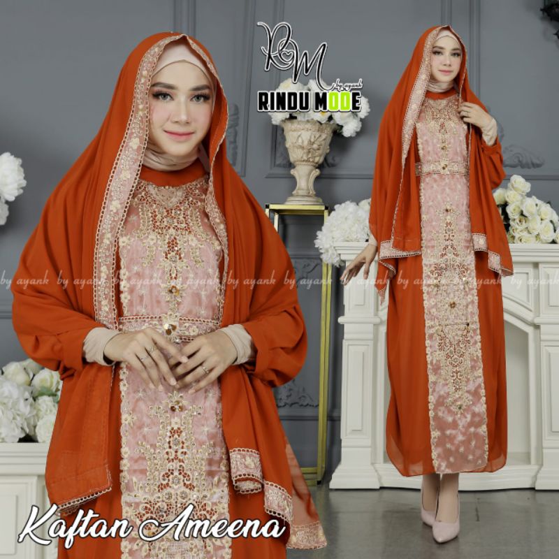 BaradiFashion || Kaftan Ameena/Kaftan Bordir/Kaftan Terbaru/Kaftan Ameena Set Pashmina (Free Inner)