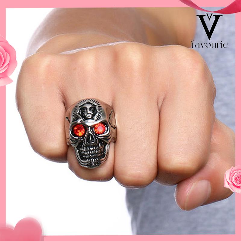 CODCincin Motif Tengkorak Trend Fashion vintage rock ruby cincin Untuk Pria Aksesoris-FA