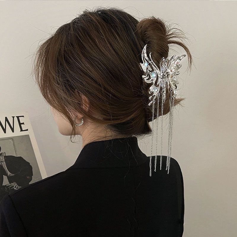 Moonstone Butterfly Fringe Metal Fringe Jepit Rambut Kupu-Kupu Hiu Klip Aksesoris Kepribadian Versi Korea