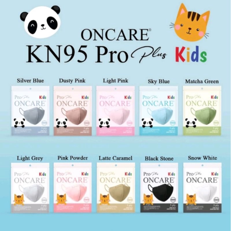 MASKER KN95 PRO PLUS ANAK ONCARE KIDS WARNA PUTIH SNOW WHITE ISI 10PCS