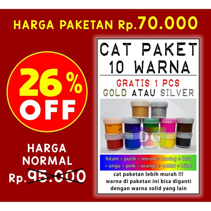 

Kanvas Cat Tekstil / Lukis Utk Kaos / Kanvas / Tas / Sepatu - Paket 10 Warna