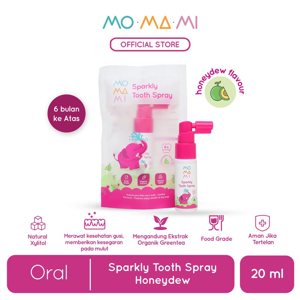 MOMAMI TOOTHSPRAY 20ML / odol / sikat gigi (PERAWATAN MULUT BAYI) / grape / melon / perawatan gigi berlubang