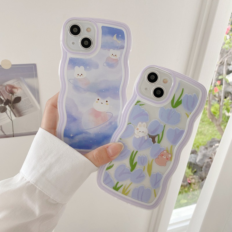 Nice Tulip Moon Bunny Wave Soft Case VIVO V23 Y11 Y12i Y12 Y15 Y17 S1 Y33S Y52T Y33E Y52S Y31S Y55S Y76S Y76 Y73S 5G INS Clear Casing