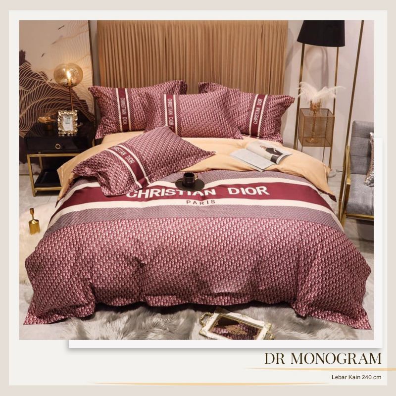 Reneesprei Set Sprei Katun Premium Christian Dior DR Monogram CD Grey LV Paris Hermes HM Lux Eleganc