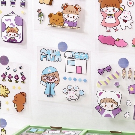 UG 100 Lembar Stiker Motif Kartun Korea Lucu Anti Air Dekorasi Handbook Scrapbook DIY-7