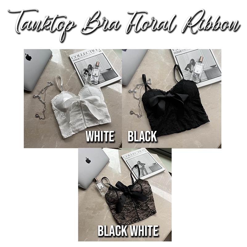 CJBH-1874 Tino-Tino Crop Tank top Bra Floral lace Ribbon/Tank top Bra renda wanita korea