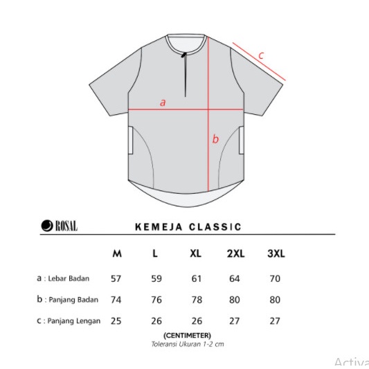 Kemeja Classic ROSAL Kemko Koko Kurta Pakistan Pria Dewasa