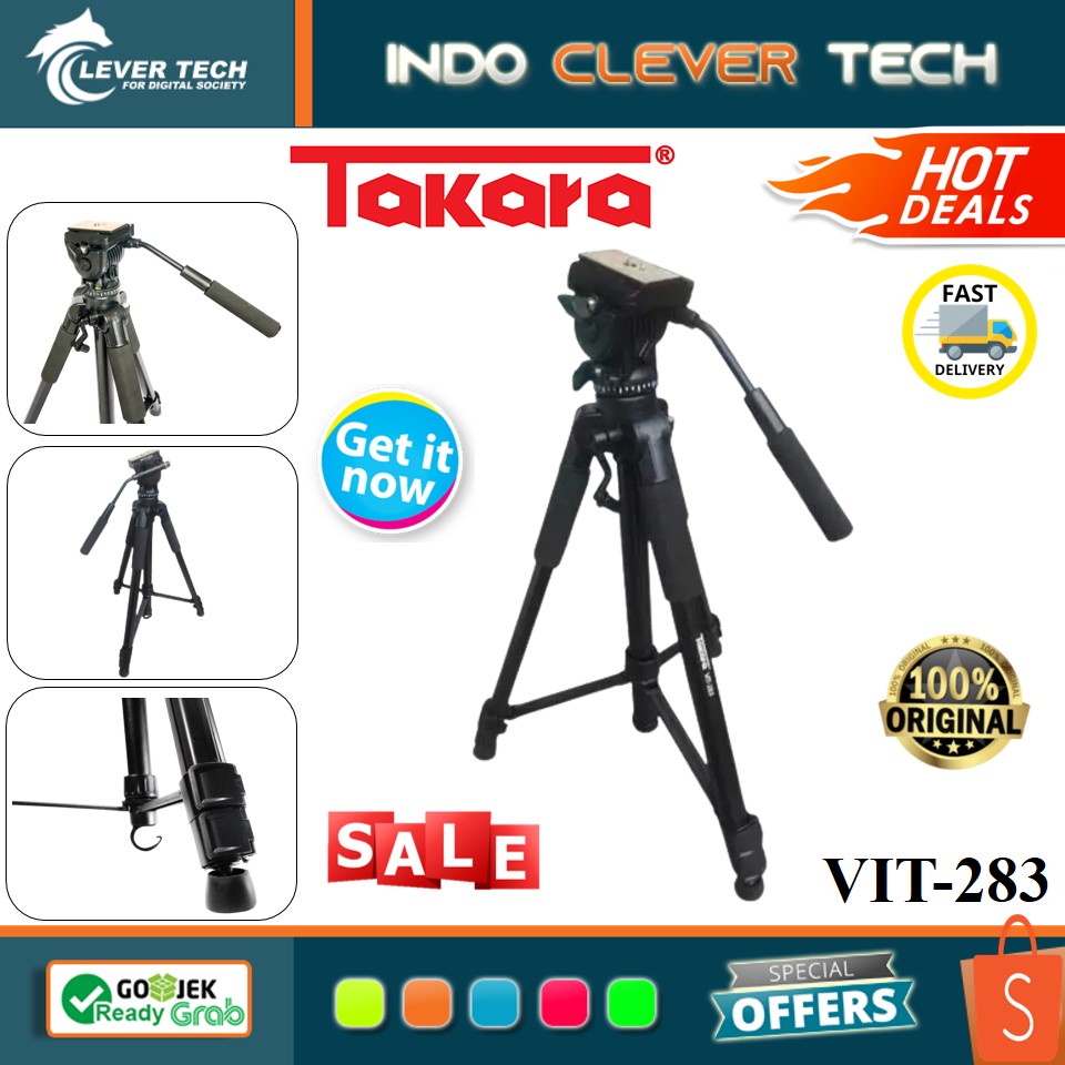 Takara VIT-283 VIT 283 VIT283 Video Professional Tripod Fluid Head Camera DSLR With Bag