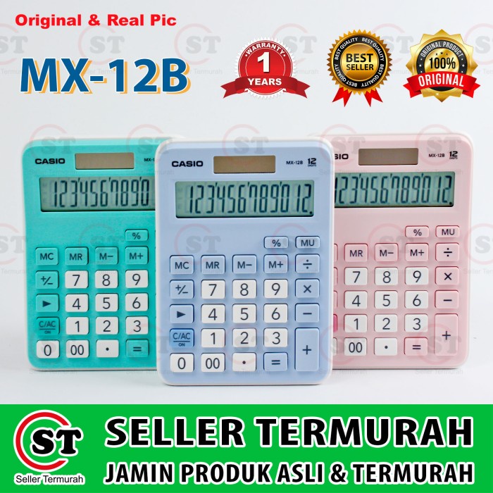 

BERKUALITAS CALCULATOR CASIO MX12 B KALKULATOR DESKTOP MEJA / KANTOR MX12B