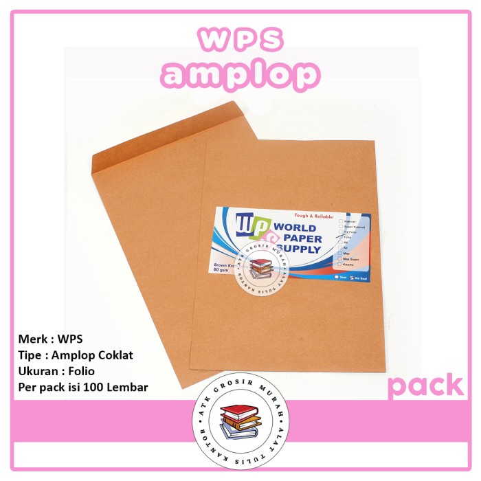 

✨NEW✨ - KHUSUS GOSEND!! Amplop Coklat Ukuran Folio WPS ( 23,5 x 34,5 cm )