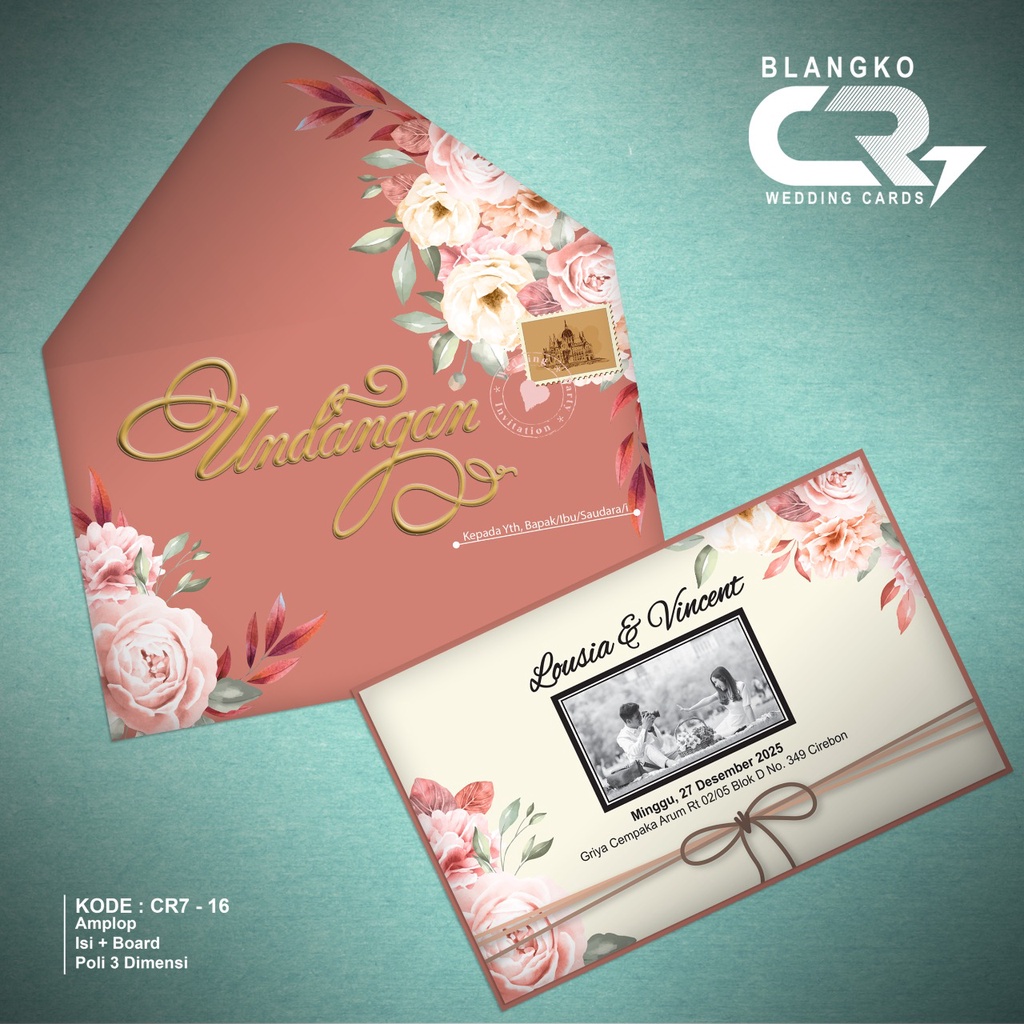 CR7 16 (Amplop + Isi) Blanko Undangan | Tipe Hardcover | Blangko Undangan  | Free File Setting