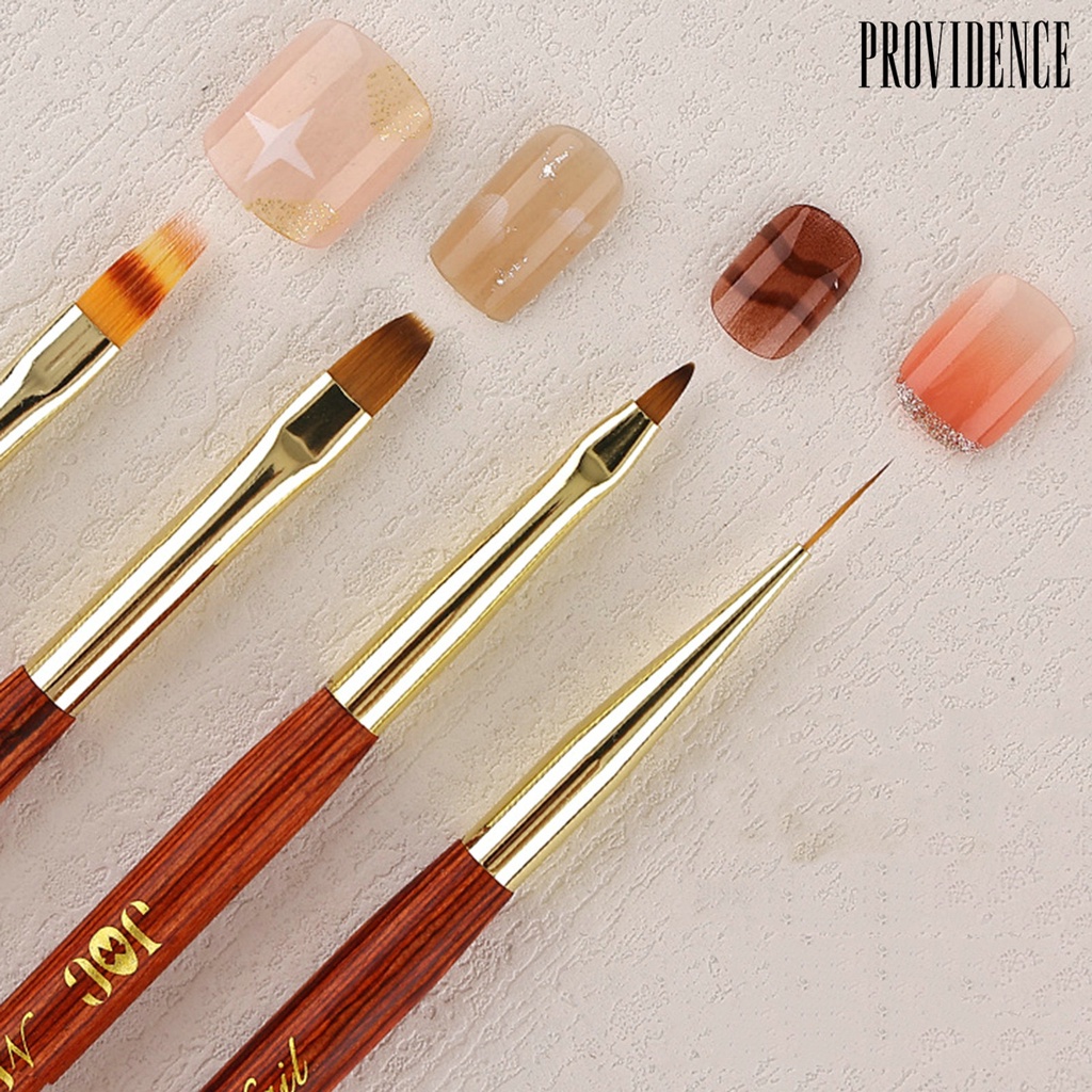 Providence Pena Kuku Kuningan Pen Barel Bulu Lembut Dan Elastis Desain Kepala Ganda Rosewood Tubuh Penggunaan Ganda DIY Kuku Berlaku Lancar Nail Art Pena Pena Pena Pena Pena Manicure Tools