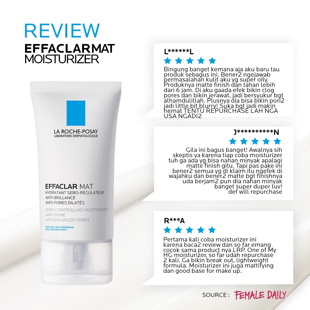 La Roche Posay Effaclar Mat Moisturizer 40ml - Pelembab Wajah Matte Kulit Normal/ Berminyak