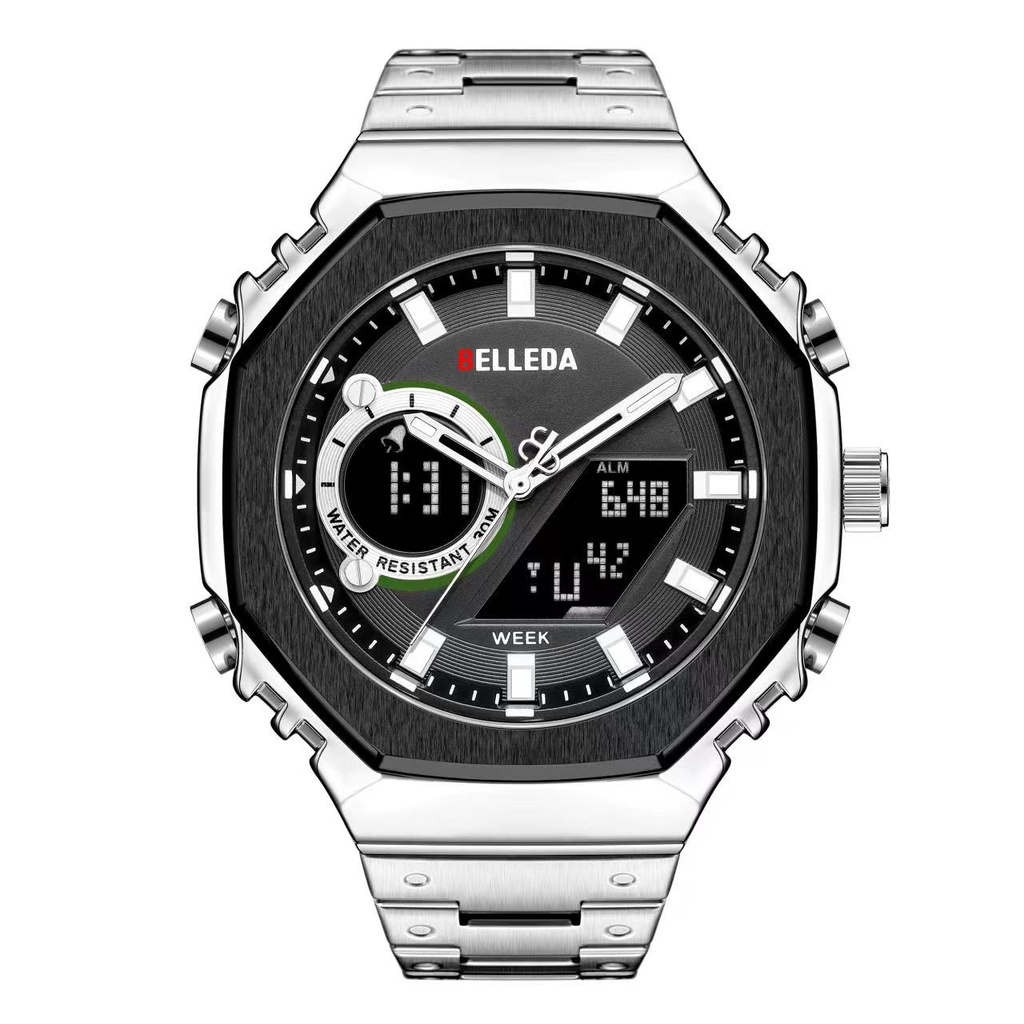 ✅COD BELLEDA 9950 JAM TANGAN PRIA DIGITAL ANALOG DUAL TIME RANTAI ORIGINAL ANTI AIR / JAM TANGAN PRIA ANTI AIR  ORIGINAL LUXURY STAINLESS STEEL QUARTZ