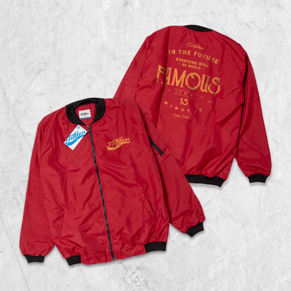 Fortglass Jaket Bomber Gafi Famous Jaket pria Lengan Panjang