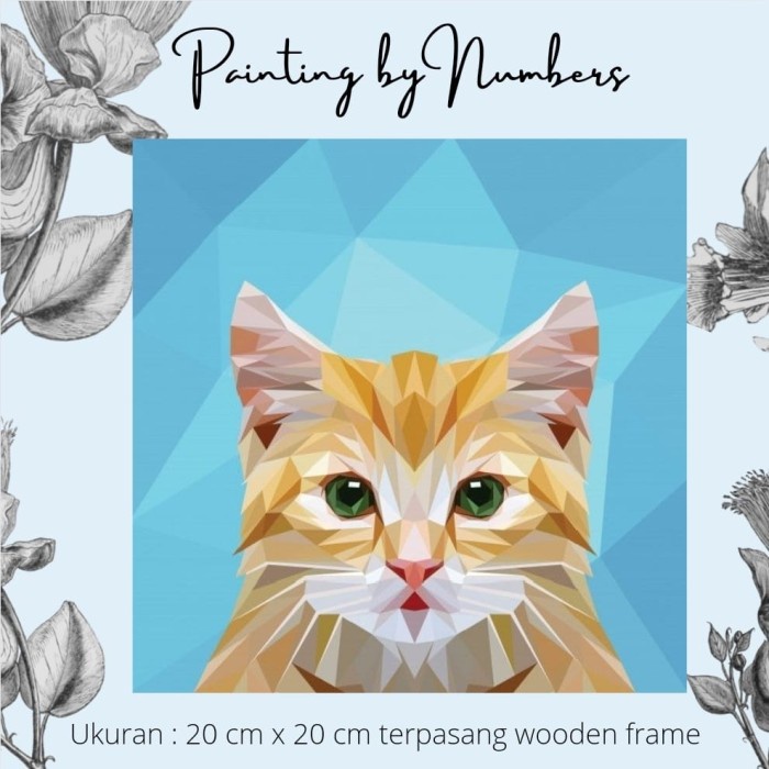 

DIY painting by number 20x20cm kerajinan tangan - KITTY CAT - PAINT+EASEL