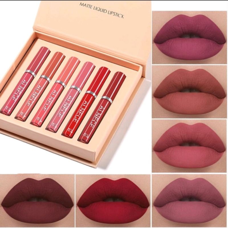 ALNECE 6 SET LIP GLOSS KOSMETIK LIP MATTE TAHAN LAMA