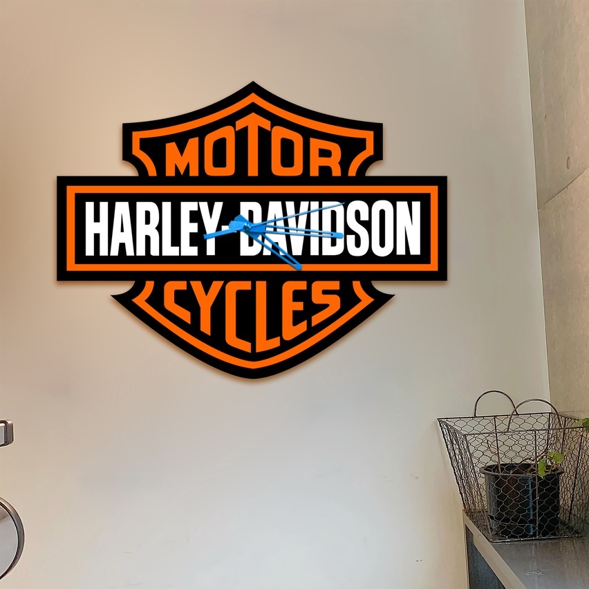 JAM DINDING HARLEY DAVIDSON Kado Hiasan Dinding Harley HD Davidson Official Orange