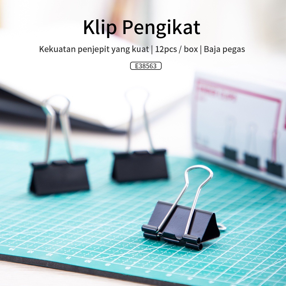 DELI / Binder Clips / Alat Penjepit Kertas / Penjepit Serbaguna / Tahan Karat 12pcs