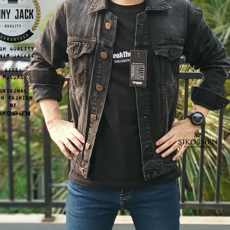 Terlaris Er Jaket Jeans Pria Original TONY JACK Denim Jacket Distro Cowok Warna Medium Grey ❈ ✪ ¯