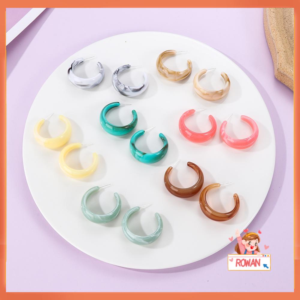 R-flower Acrylic Colorful Earrings Statement Hadiah Untuk Wanita Hoop Menjuntai Earrings Asam Asetat