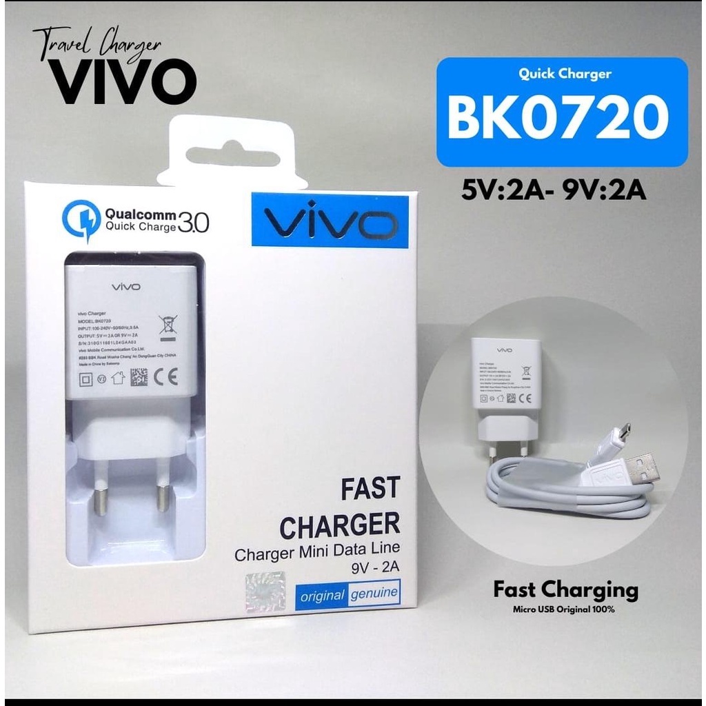 Charger Vivo Y12 Y12S Y15 Y17 Y71 Y91 Y93 Y95 Fast Charging ORIGINAL Micro USB BK-0720