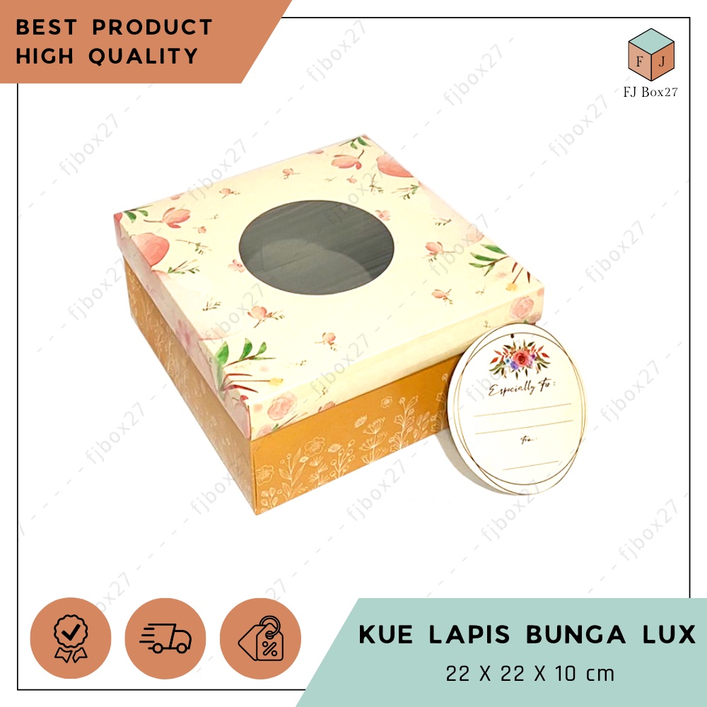 (10 pcs) BOX KUE LAPIS BUNGA LUX DUPLEK 22X22X10 CM / DUS KUE KERING / DUS KUE PASTEL / BOX KUE MOON